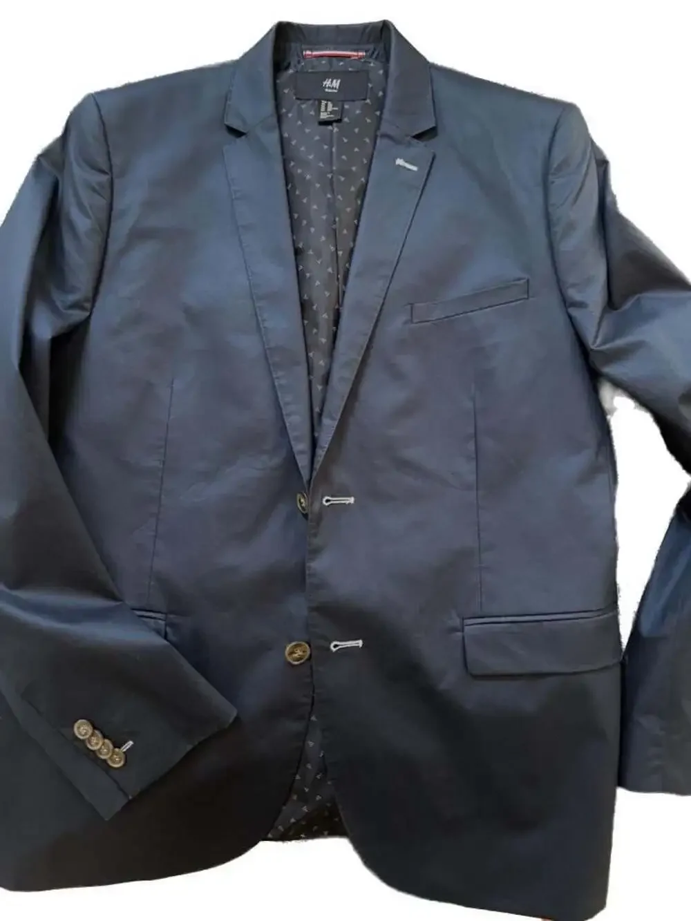 H&M Slim Fit Navy Blue Blazer Jacket Size 42R